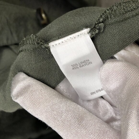 J. Jill Linen Blend Utility Jacket Womens XL Olive Green Tie Waist Military - Picture 5 of 9